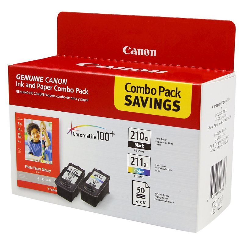 Canon 210/211 Single & 2pk Ink Cartridges - Black, Tri-color, 3 of 7