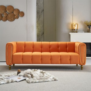 83"Modern Sofa Couch,Velvet Couch,Elegant Sofa Minimalist Design With Gold Metal Legs,3 Seater Couch For Living Room Apartment,Office-Cuddlewood - 1 of 4