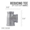 Pipe Decor 3/4 in. x 1/2 in. x 3/4 in. Black Reducing Tee - 3 of 4