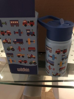 Wildkin Kids 14 oz Stainless Steel Insulated Water Bottle for Boys & Girls  (Trains, Planes & Trucks)