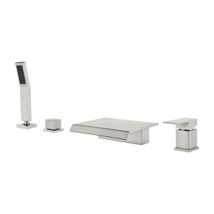 Cobbe Brushed Nickel Bathroom Tub Faucet with Handheld Shower and 7.87-Inch Wide Waterfall Tub Filler Single Handle 4-Hole Installation - 1 of 4