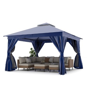 Decksplore 12'x12' Patio Gazebo with Double Roof, Mosquito Net & Privacy Screens - 1 of 4