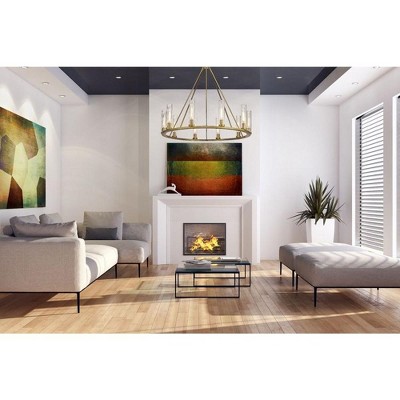 Beau 46" Rubbed Brass Chandelier with Fluted Glass Shades