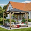 Aoodor 10 x 10 ft Wooden Frame Gazebo with Galvanized Metal Hardtop Roof, Outdoor Patio Gazebo with Charging Socket - 3 of 4