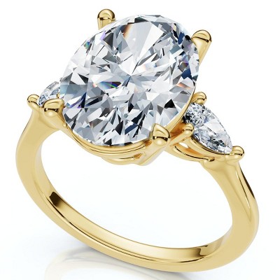 Pompeii3 Certified 4 1/3Ct Oval/Pear Diamond Engagement Ring 14k Gold or Pt Lab Created