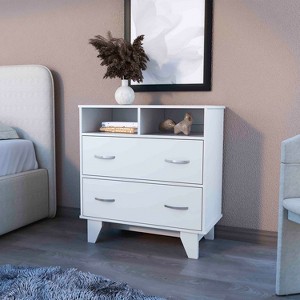 Grungis Modern Dressers with Storage,2 Drawers Horizontal Storage Organizer with Superior Top and 2 Shelves for Bedroom Living Room - 1 of 4