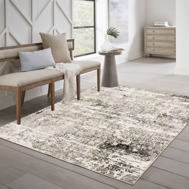 Nirvan Distressed Abstract Indoor Area Rug Beige/Gray - Captiv8e Designs, 3 of 14