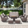 Belord High Back Outdoor Furniture with 6-Inch Thick Cushion, Patio Furniture Set with Fire Pit Table & Swivel Chair, 8PCS Wicker Conversation Set - 3 of 4
