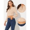 Allegra K Women's Stand Collar Zip Up Faux Suede Cropped Jacket - 2 of 4