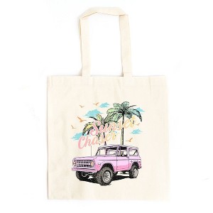 City Creek Prints Sunset Chaser Jeep Canvas Tote Bag - 15x16 - Natural - 1 of 2