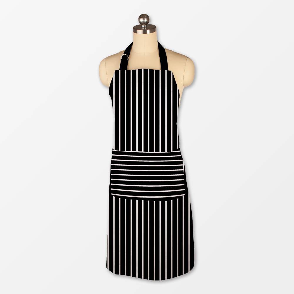 Photos - Other Accessories Pinstripe Chef Apron Black - MU Kitchen