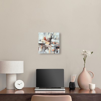 Elegant Abstract Boho Canvas Wall Art in Neutral Tones, 12" x 12"
