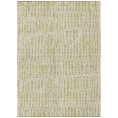 Beige And Tan Striped Washable Indoor Outdoor Area Rug