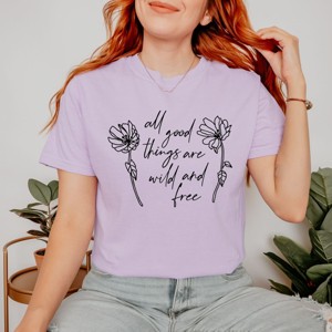 Simply Sage Market Wild and Free Flowers Garment Dyed Tee - 1 of 4