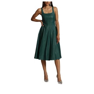 Avec Les Filles Womens Faux Leather A-line Dress, Green, Large - 1 of 1