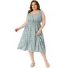 Agnes Orinda Women's Plus Size Square Neck Sleeveless Floral Flowy Stretchy Waist Midi A-Line Sundresses - 3 of 4
