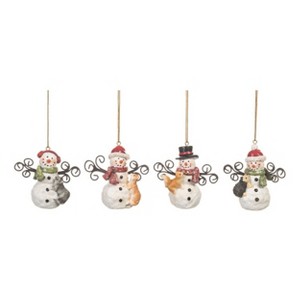 Transpac Mini Resin Snowman w/Animal Ornament Set of 4 Christmas Home Decorations - 1 of 1