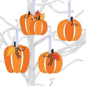 Big Dot of Happiness Fall Pumpkin - Halloween or Thanksgiving Decorations - Tree Ornaments - Set of 12 - 1 of 4