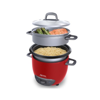 Aroma 14-Cup Red Electric Non-Stick Rice Cooker and Steamer