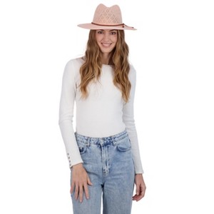 Tahari Women's Packable and Fashionable Diamond Patterned Fabric Panama Hat - Panama Hat for Women - 1 of 4