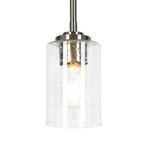 LNC Classic 1-Light 3.9" Transitonal Cylinder Mini Glass Pendant Lights, Chrome with Seeded Glass - 1 of 4