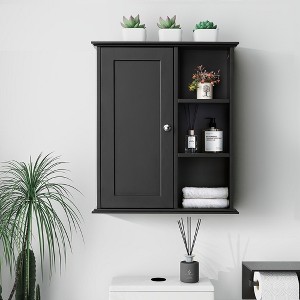 23 in. W x 7 in. D x 27 in. H Bathroom Storage Wall Cabinet in Black - 1 of 4