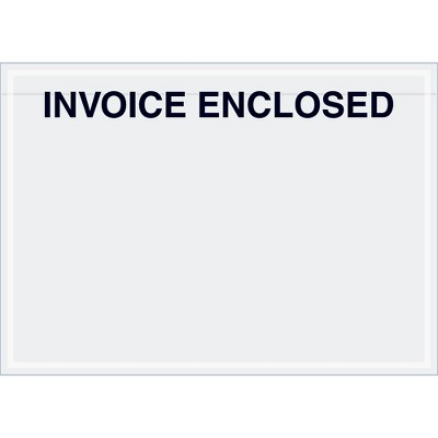 The Packaging Wholesalers "Invoice Enclosed" Envelopes Clear Face 7" x 5" Clear 1000/Case BS161310