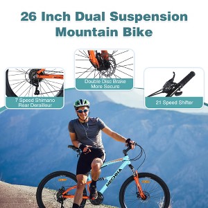 26 inch Mountain Bike 21-Speed Dual Suspension Aluminum Alloy Frame For Men and Women's Bike - 1 of 4