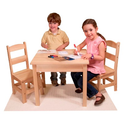 Natural Wood 3-Piece Kids Table and Chair Set