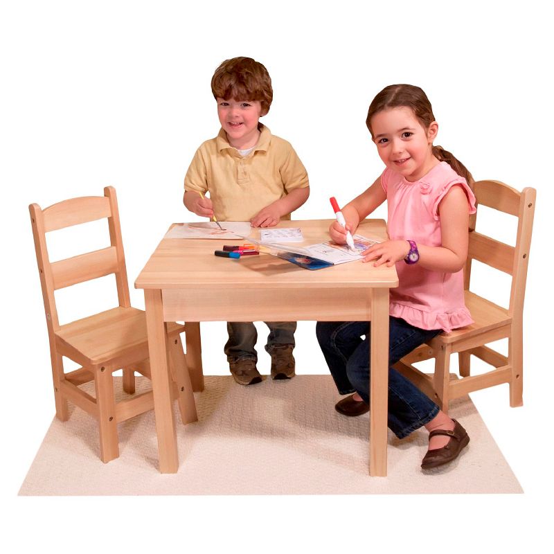 Melissa &#38; Doug Solid Wood Table and 2 Chairs Set - Light Finish Furniture for Playroom, 4 of 12