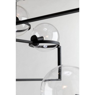 Elliot Textured Black Iron Globe Chandelier with Clear Glass Shades