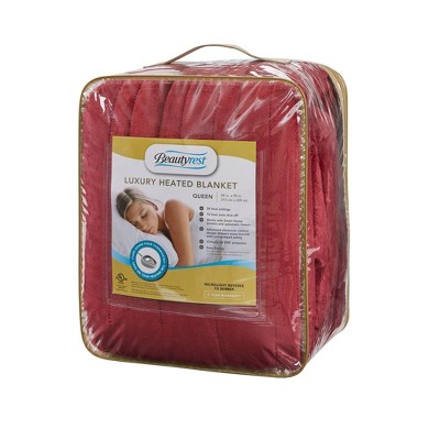 Twin Red Fleece Reversible Heated Blanket