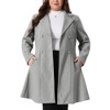 Agnes Orinda Women's Plus Size Trench Notch Lapel Double Breasted A Line Pockets Pea Coats - 2 of 4