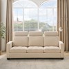 3 Seat Sofa Couch, 89'' Chenille Fabric Upholstered Sofa with Wide Armrest and Removable Headrest, Comfy Couches with Side Storage Pockets - 3 of 4