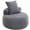 32" Modern Round Chair, Single Lounge Chaise Upholstered Sofa Bed, Chenille Bean Bag Chiar with Pillows for Living Room, Bedroom, Apartment, Reading - 4 of 4