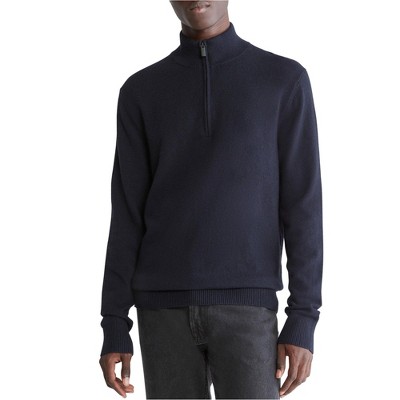 Calvin Klein Mens Ribbed Trim Quarter Zip Pullover Sweater