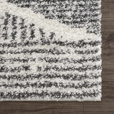 Gray Tufted Rectangular Shag Rug 7'10" x 10'3" Synthetic