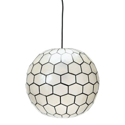 Philippine Artisan Black Capiz Honeycomb Globe LED Pendant Light