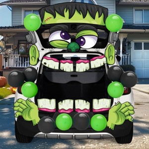 Joyfy Halloween Decorations Trunk or Treat Car Decorations Kit, Frankenstein Car Stickers with Balloons for SUV House Garage Door Decor Props - 1 of 4