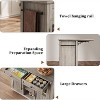41" Movable Kitchen Island Cart with Storage, 2 Glass Cabinets & 2 Drawers, Foldable Wood Drop Leaf, 3 Shelves & Towel Bar for Kitchen - 4 of 4