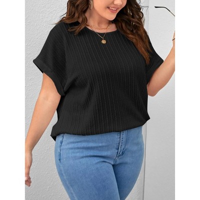 Women's Plus Size T Shirts Oversized Tees Summer Short Sleeve Crew Neck Tunic Tops