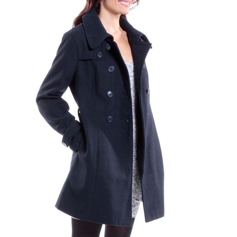 Alpine Swiss Keira Womens Wool Double Breasted Belted Trench Coat, 4 of 11