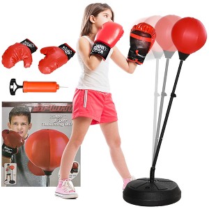 Qaba Punching Bag for Kids, Punching Bag with Stand & Boxing Gloves for 5-10 Year Old, Adjustable Kids Boxing Bag - 1 of 4