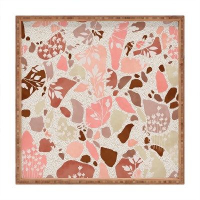 Marta Barragan Camarasa Terrazzo of Dots and Plants 12" x 12" Medium Square Bamboo Tray - Deny Designs
