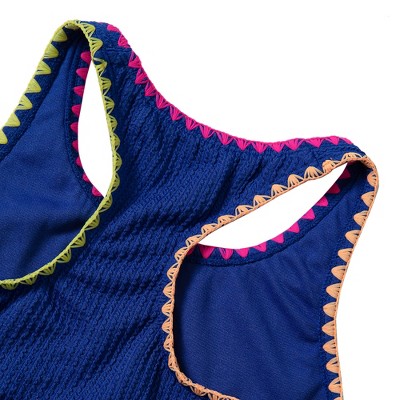 Lands' End Kids Chlorine Resistant Embroidered Bikini Swimsuit Set - Large - Dazzling Blue — фото 2