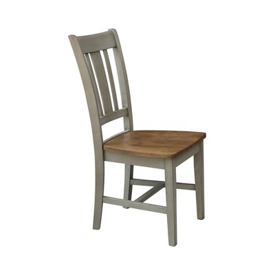 Distressed Hickory and Stone High Back Wood Dining Chairs