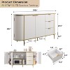 SinCiDo Sideboard Buffet Servers with 4 Doors & 3 Drawers, 60″W Luxury Fluted Kitchen Storage Cabinet with Faux Marble Tabletop - 2 of 4