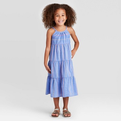 Toddler Girls' Chambray Embroidered Dress - Cat & Jack™ Blue : Target