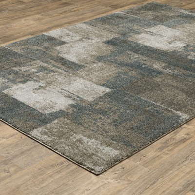 Alton Blue and Brown Synthetic Rectangular Area Rug 5'3" x 7'6"