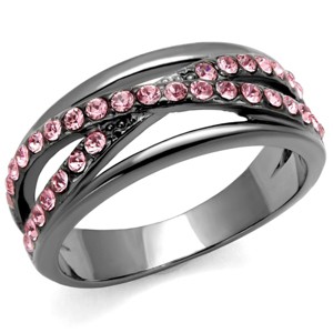 Slickblue Light Peach Crystal Stainless Steel Ring, Infinity Style Band, Trendy Women’s Jewelry, IP Light Black, Sizes 5-10 - 1 of 4